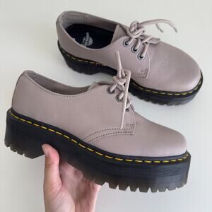 Dr Martens 31167 Oxford Platform Shoes Mens 9 Women 10 Quad II Taupe Leather